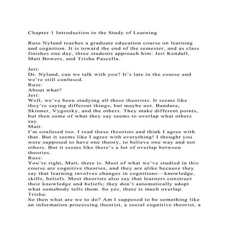 Chapter 1 Introduction to the Study of LearningRuss Nyland tea.docx