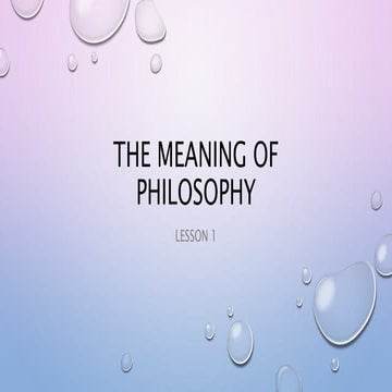 Chapter 1 lesson1 the meaning of philosophy