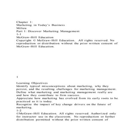 Chapter 1Marketing in Today’s BusinessMilieuPart 1 Disco