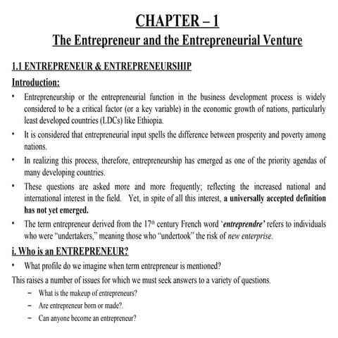 Introduction to entrepreneurship | DOCX