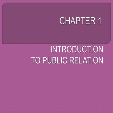 Chapter 1 PUBLIC RELATION 