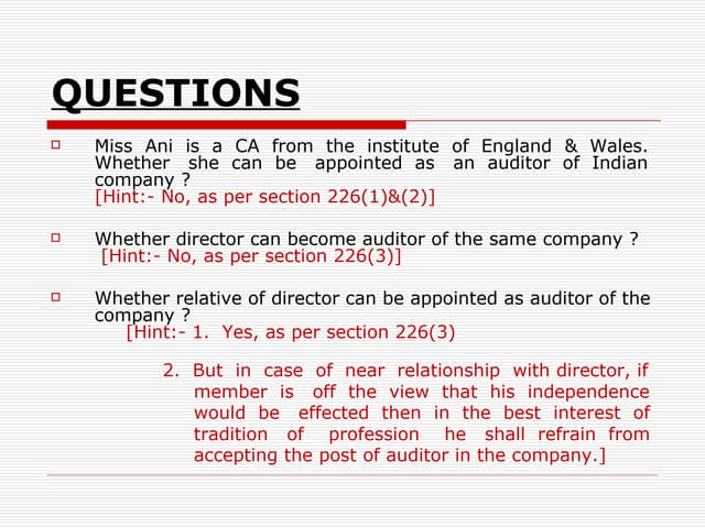 Important Questions of Appointment of Auditor