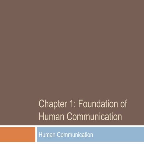 Human Comm. Chapter 1 - Week 1