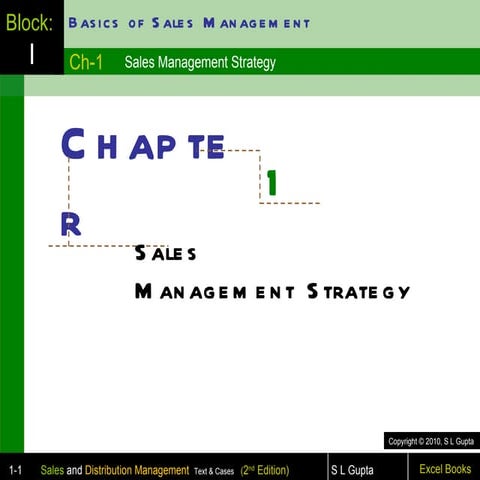Chapter 1 sales management strategy sales and distribution management