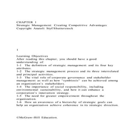CHAPTER 1Strategic Management Creating Competitive Advantages