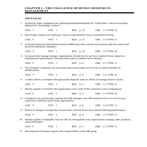 Chapter 1—the challenge of human resources management | RTF | Human ...