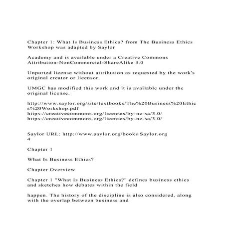 Chapter 1 What Is Business Ethics from The Business Ethics W.docx