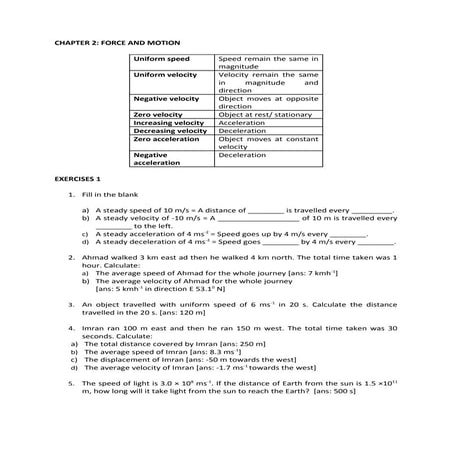 Exercises Chapter 2:Force & Motion