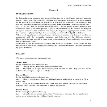 JJ207 Thermodynamics I Chapter 2