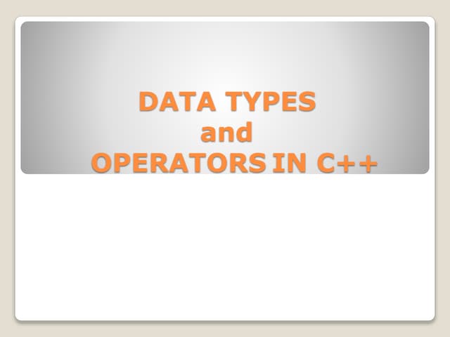 Chapter 2.datatypes and operators | PPTX | Programming Languages ...
