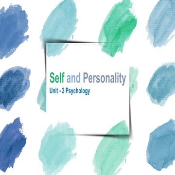 Self and personality, 2nd chapter of psychology