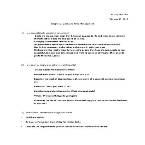 Chapter 2 goals and time management | DOCX