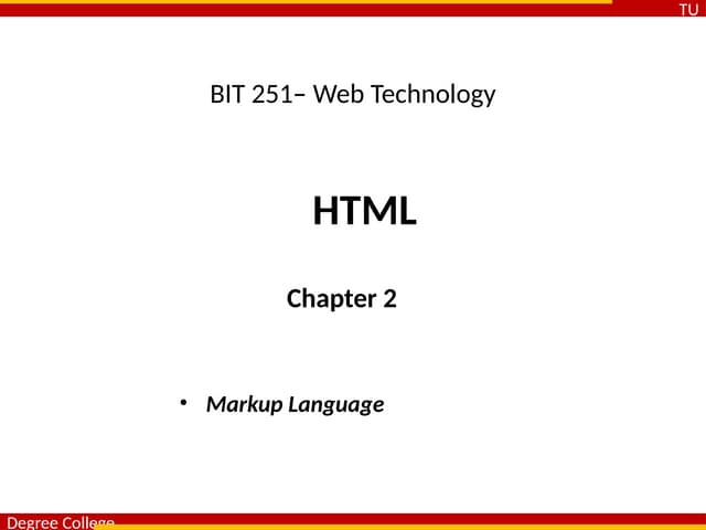 This Presentation is about HTML which is second chapter