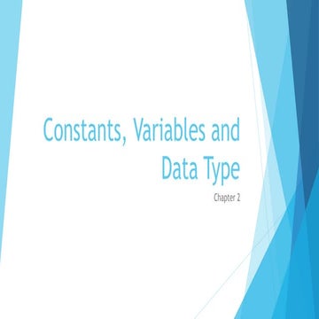 Constant, Variables and Data Types | PPT
