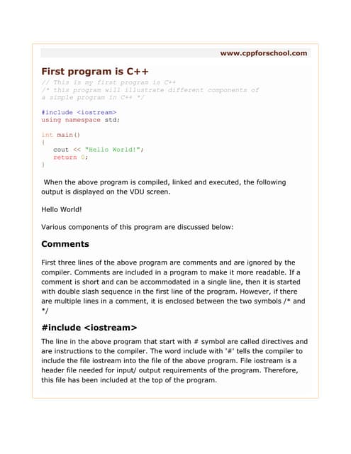Chapter 2 - Structure of C++ Program