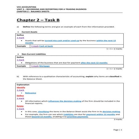 Chapter 2 - Balance Sheets Task D | PDF