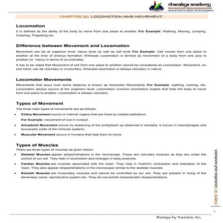 Chapter 20 locomotion and movement