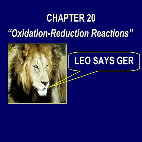 Chemistry - Chp 20 - Oxidation Reduction Reactions - PowerPoint