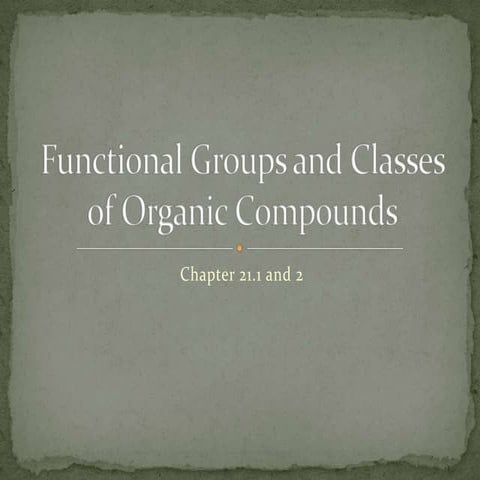 Chapter 21.1 : Functional Groups and Classes of Organic Compounds