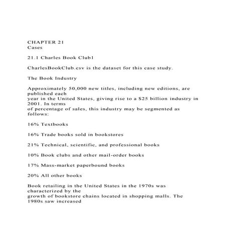 CHAPTER 21Cases21.1 Charles Book Club1CharlesBookClu.docx