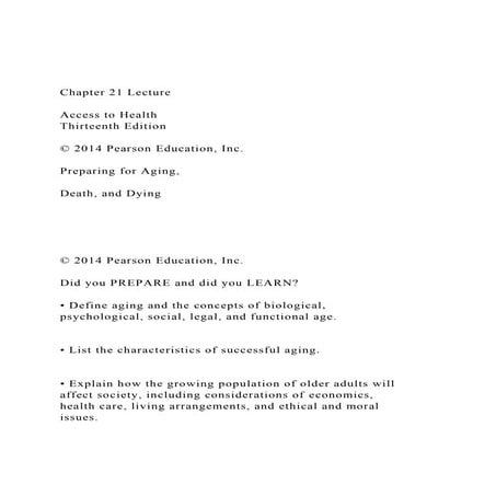 Chapter 21 Lecture Access to Health Thirteenth Edition .docx