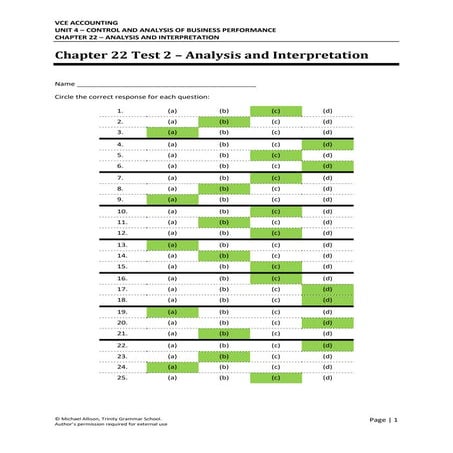 Chapter 22 Analysis and Interpretation - Test 2 Solutions