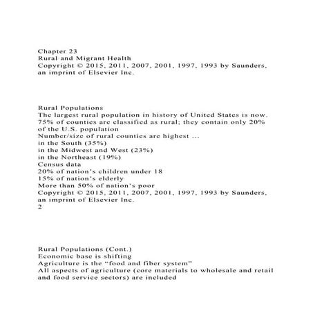 Chapter 23Rural and Migrant HealthCopyright © 2015, 2011, 20.docx