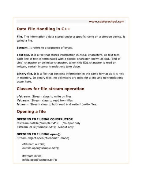 File Handling In C++ | PPT