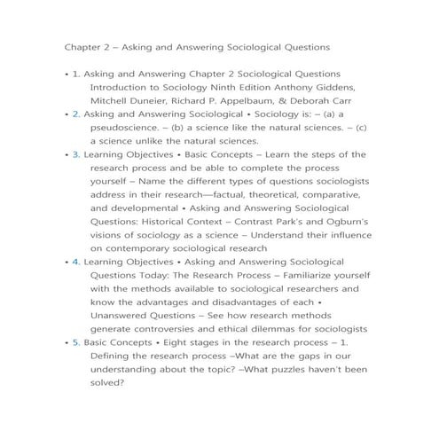 Vermette - Transcript - Chapter 2 – asking and answering sociological questions