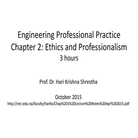 Professional Ethics in Engineering Chapter 2 Profession and Ethics HKS ...