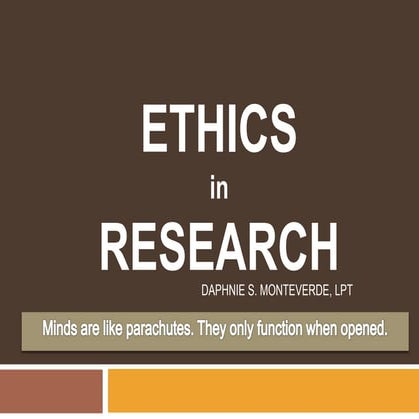 ETHICS IN RESEARCH