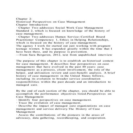 Chapter 2Historical Perspectives on Case ManagementChapter In.docx
