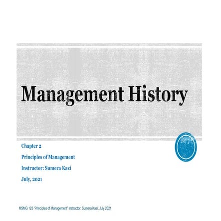 Chapter 2 history of management | PDF