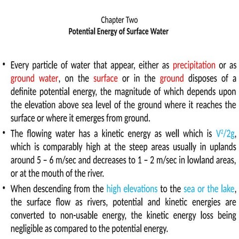 hydraulics and hydrology of hydropower Chapter 2 HPP.pptx