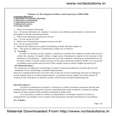 Chapter 2 Indian Economy 1950 1990 Pdf Revision Pdf