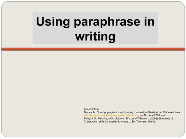Chapter 2 paraphrasing