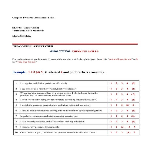 Chapter 2 pre assessment skills