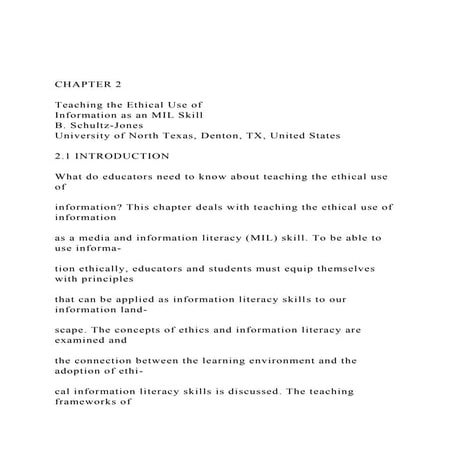 CHAPTER 2Teaching the Ethical Use ofInformation as an MI.docx