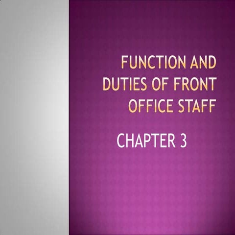 Chapter 3 front office pratice