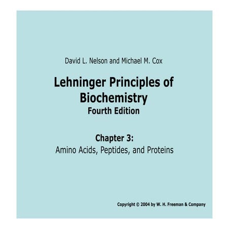 Learning Keys , Lehninger Chapter # 3 Amino Acids,Peptides and Proteins