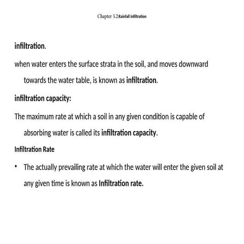 Infiltration equations and index | PPTX