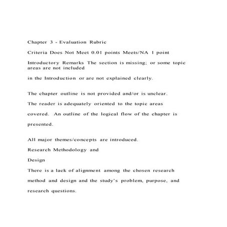 Chapter 3 - Evaluation Rubric Criteria Does Not Meet 0.01 .docx