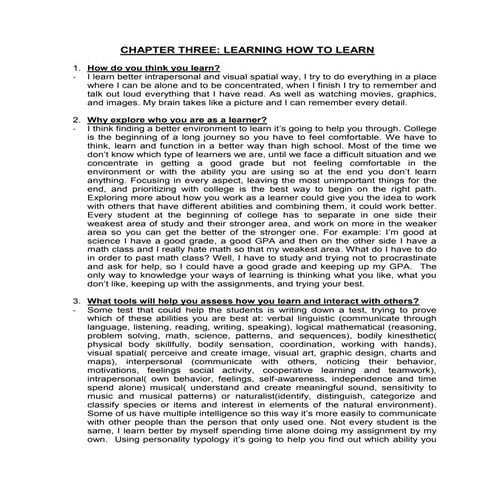 Chapter Three: Learn How To Learn