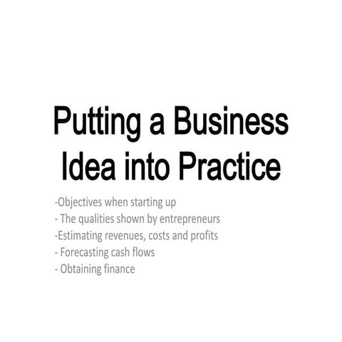 Chapter 3   putting a business idea into practice