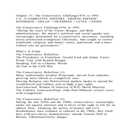 Chapter 31 The Conservative Challenge1976 to 1992U.S. A NARRATIVE