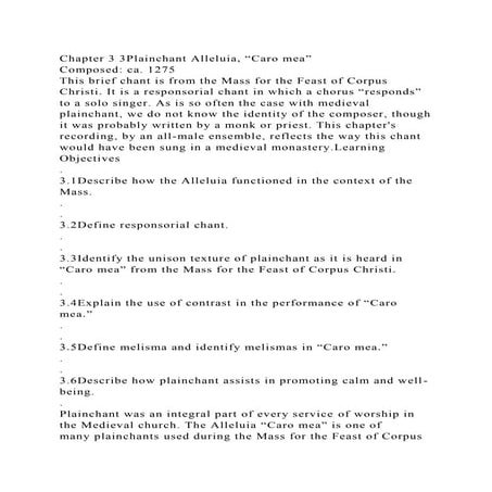 Chapter 3 3Plainchant Alleluia, Caro mea”Composed ca. 1275This.docx