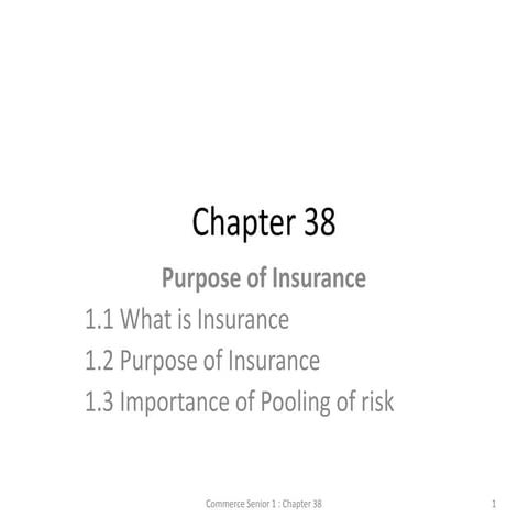 Chapter 38- Purpose Of Insurance