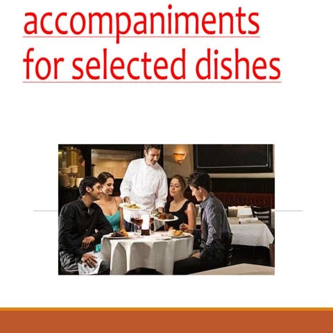 cover and accompaniments for selected dishes and french culinary terms