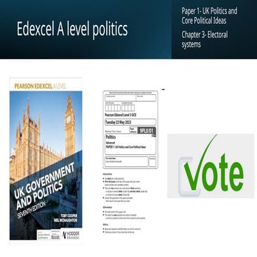Edexcel A Level Politics: UK Electoral Systems and First-Past-The-Post ...