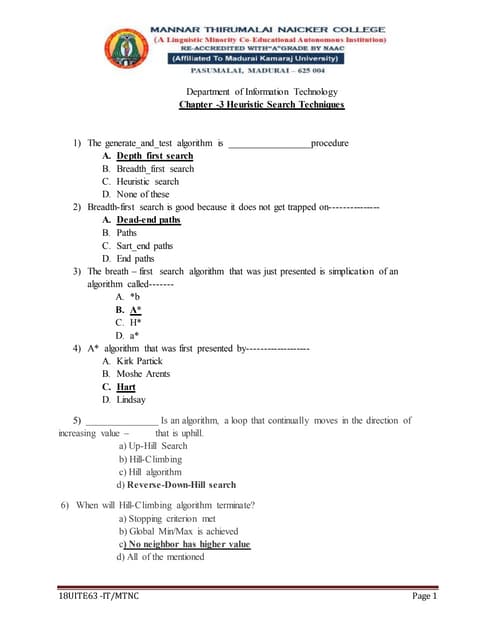 Chapter 3 heuristic search techniques